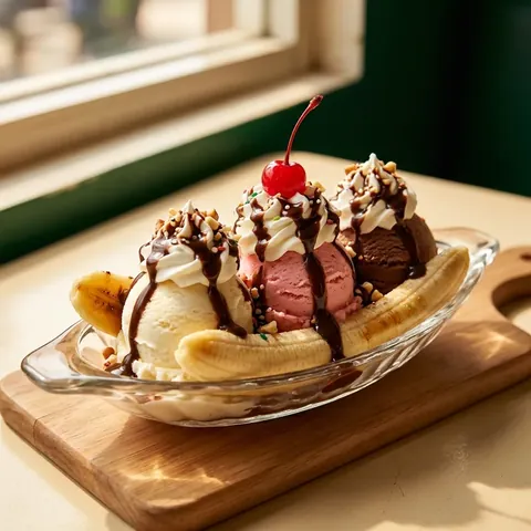 Banana split sundae